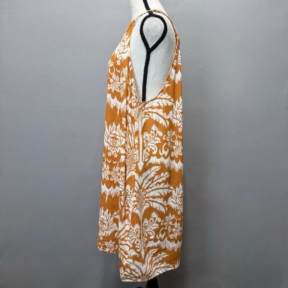Rachel Zoe Mini Dress XL Halterneck Linen Blend Cover-Up Tropical Floral Resort - Picture 2 of 8